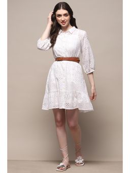 Biba - Women White Embroidered Cotton Dress