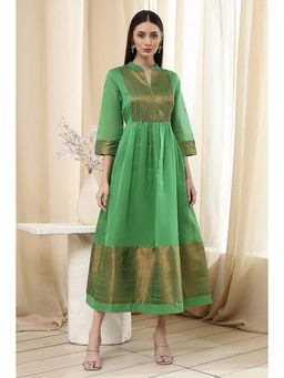 Biba - Women Green Printed Polyester Blend Dress