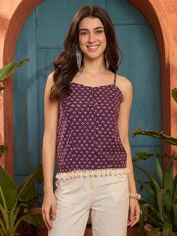 Stylum - Women Purple Printed Cotton Top