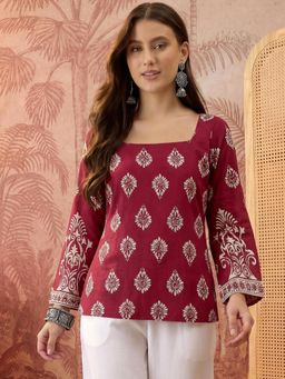 Stylum - Women Wine Printed Rayon Top