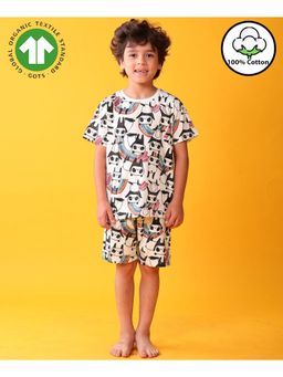 ANTHRILO - White Panda Sleepwear T-Shirt with Shorts