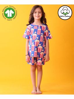 ANTHRILO - Blue Popcorn Girls Sleepwear T-Shirt with Shorts