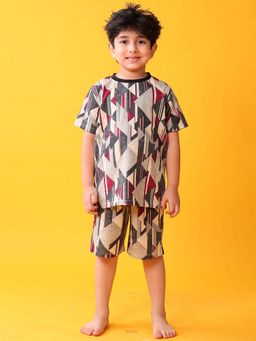 ANTHRILO - Zig Zag Grey Sleepwear T-Shirt with Shorts