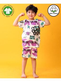 ANTHRILO - White Ready For That Dreams Sleepwear T-Shirt with Shorts