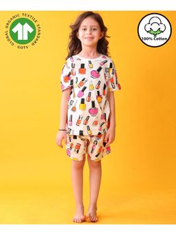 ANTHRILO - White Nail Paint Dreams Sleepwear T-Shirt with Shorts