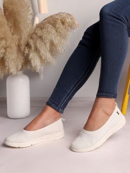 Carlton London - Women Breathable Lightweight Everyday White Ballerina