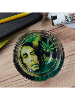Kookee - Multi Color Transparent Glass Ashtray Modern Tabletop Decor for Indoor & Outdoor Use
