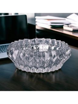 Kookee - Transparent Crystal Glass Ashtray Tabletop Decor for Home, Office & Bar
