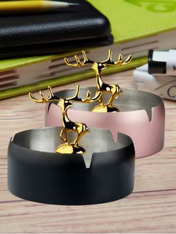 Kookee - Multi Color Moose Stainless Steel Ashtray Set with Lid Stylish Cigarette Tray