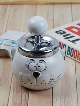 Kookee - White Smokeless Ceramic Ashtray with Spinning Lid Modern Tabletop Decor for Smokers