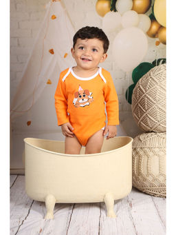 Bontots - Peek-a-Pup Organic Cotton Long Sleeve Bodysuit - Playful Puppy Edition