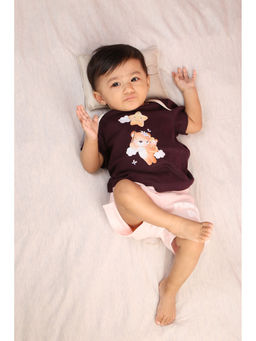 Bontots - Organic Cotton Starry Hugs - Soft & Breathable - Deep Brown Baby T-Shirt