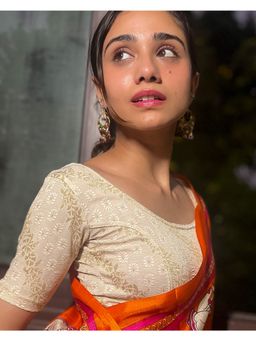 BINDIGASM'S ADVI - Laxmi Zari Brocade Banarasi Stretchable Slip On Blouse