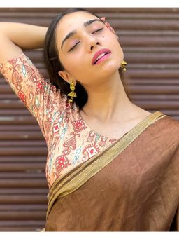 BINDIGASM'S ADVI - Rasiya Multi Print with Dori Style At Back Stretchable Slip On Blouse