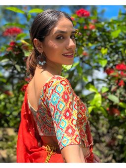 BINDIGASM'S ADVI - Rasiya Multi Print with Dori Style At Back Stretchable Slip On Blouse