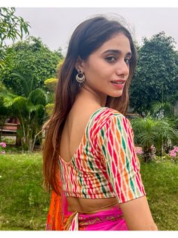 BINDIGASM'S ADVI - Rasiya Mult Print with Dori Style At Back Stretchable Slip On Blouse