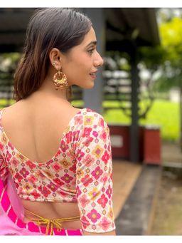 BINDIGASM'S ADVI - Rasiya Multi Print with Dori Style At Back Stretchable Slip On Blouse