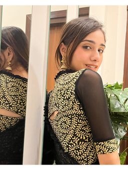 BINDIGASM'S ADVI - Kaya Yellow Round Neck Detail Stretchable Pull On Blouse