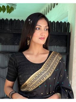 BINDIGASM'S ADVI - Urvi Zari Black Metallic Jacquard Stretchable Pull On Blouse