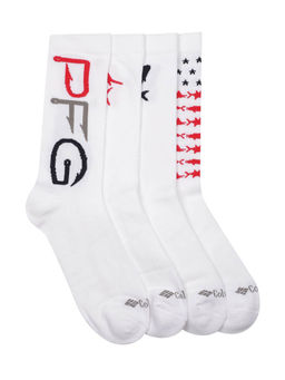 Columbia - Men White Pfg Americana Crew High Ankle Socks Pack Of 4