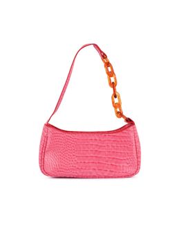 London Rag - Croc Patterned Baguette in Pink