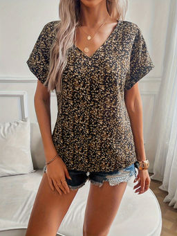 Outzidr - Black Animal Printed Street Style Top