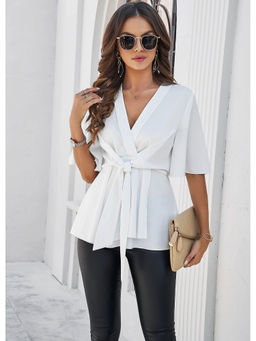 Outzidr - Women White Solid Top