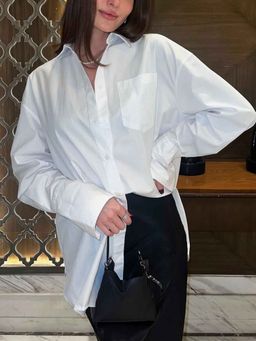 Outzidr - Women White Solid Shirt