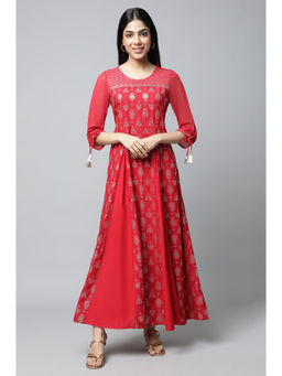 Aurelia - Red Printed Dress with Tights (Set of 2)