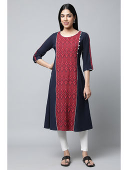 Aurelia - Navy and Red Ethnic Kurta with Tights (Set of 2)