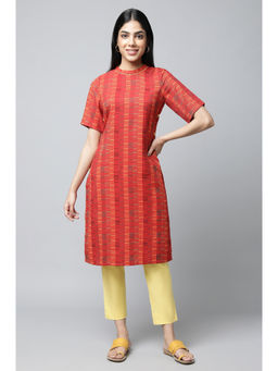Aurelia - Red Cotton Kurta with Trouser (Set of 2)