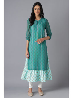 Aurelia - Green Printed Dress with Tight (Set of 2)