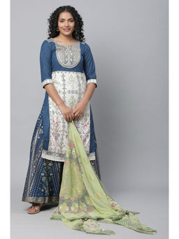 Aurelia - Blue Festive Kurta with Skirt and Dupatta (Set of 3)