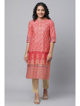 Aurelia - Red Floral Print Kurta and Trouser (Set of 2)