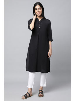 Aurelia - Black Seer Sucker Kurta with Trouser (Set of 2)