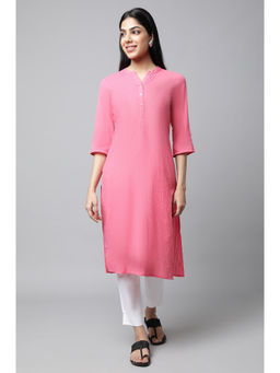 Aurelia - Pink Seer Sucker Kurta with Trouser (Set of 2)