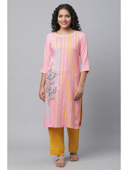 Aurelia - Pink Printed Kurta and Pant (Set of 2)