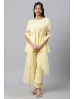 Aurelia - Yellow Floral Tunic with Pant and Dupatta (Set of 3)