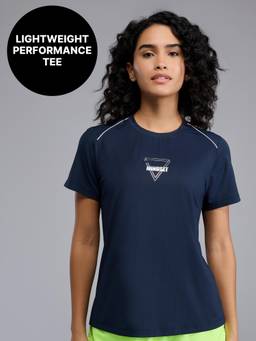 Kica - Lightweight Breathable Performance RunLite Tee with Tape and Graphic Detail KIC058 Navy