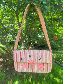Obleka - Flamingo Pink Beaded Hand Bag