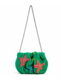 Obleka - Green Starfish Beaded Sling Bag