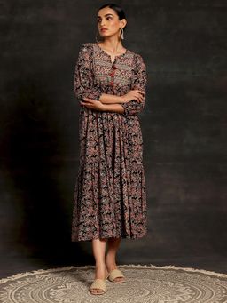 Libas - Women Black Floral Printed Dress