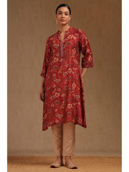 Soch - Women Maroon Floral Printed Kurta