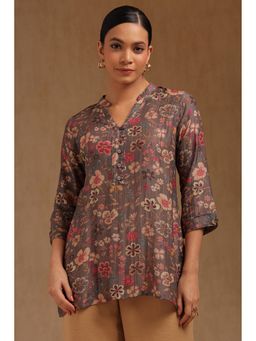 Soch - Women Grey Floral Printed Tunic