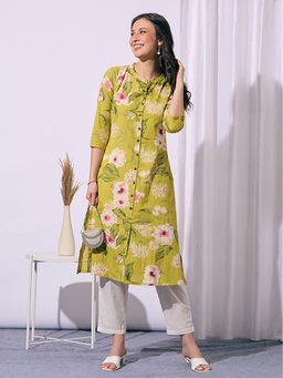 FASHOR - Women Green Floral Printed Kurta