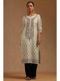 Soch - Women Off White Embroidered Embellished Kurta