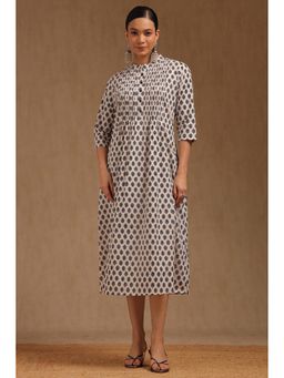 Soch - Women Off White Cotton Floral Printed Dress