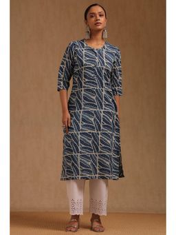 Soch - Women Blue Cotton Printed Kurta