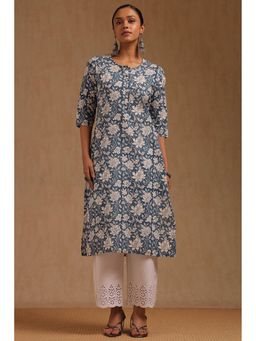 Soch - Women Blue Floral Printed Kurta