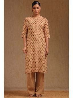Soch - Women Beige Floral Printed Kurta